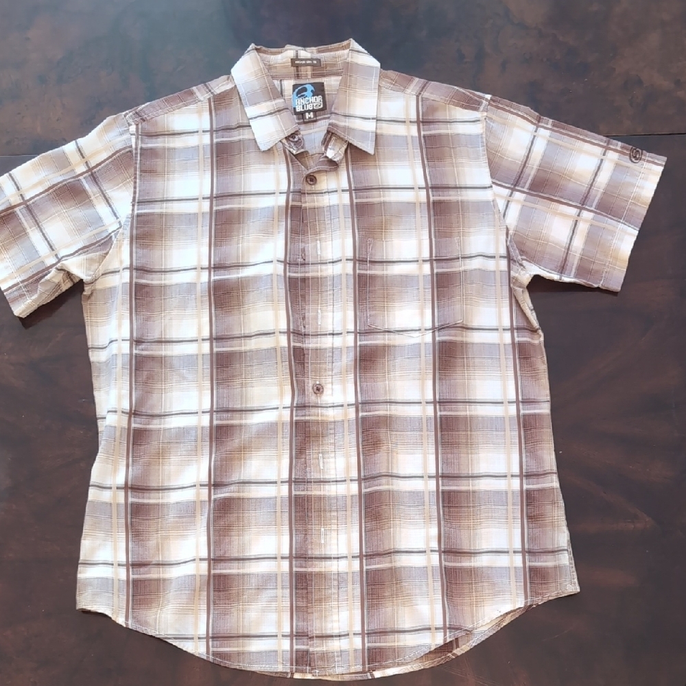 Anchor Blue Vintage Men's Brown Plaid Shirt M
